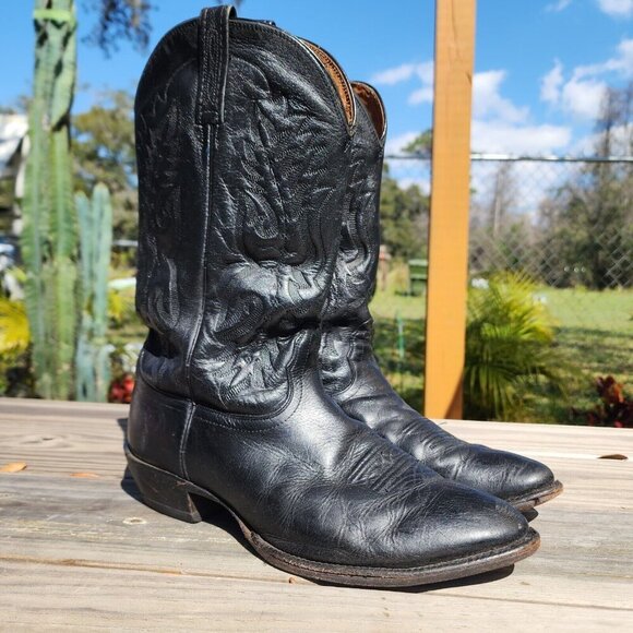 Nocona Imperial Calf Western Boots Men 10 EE Black Western Cowboy NB2005 FLAW - Picture 1 of 16